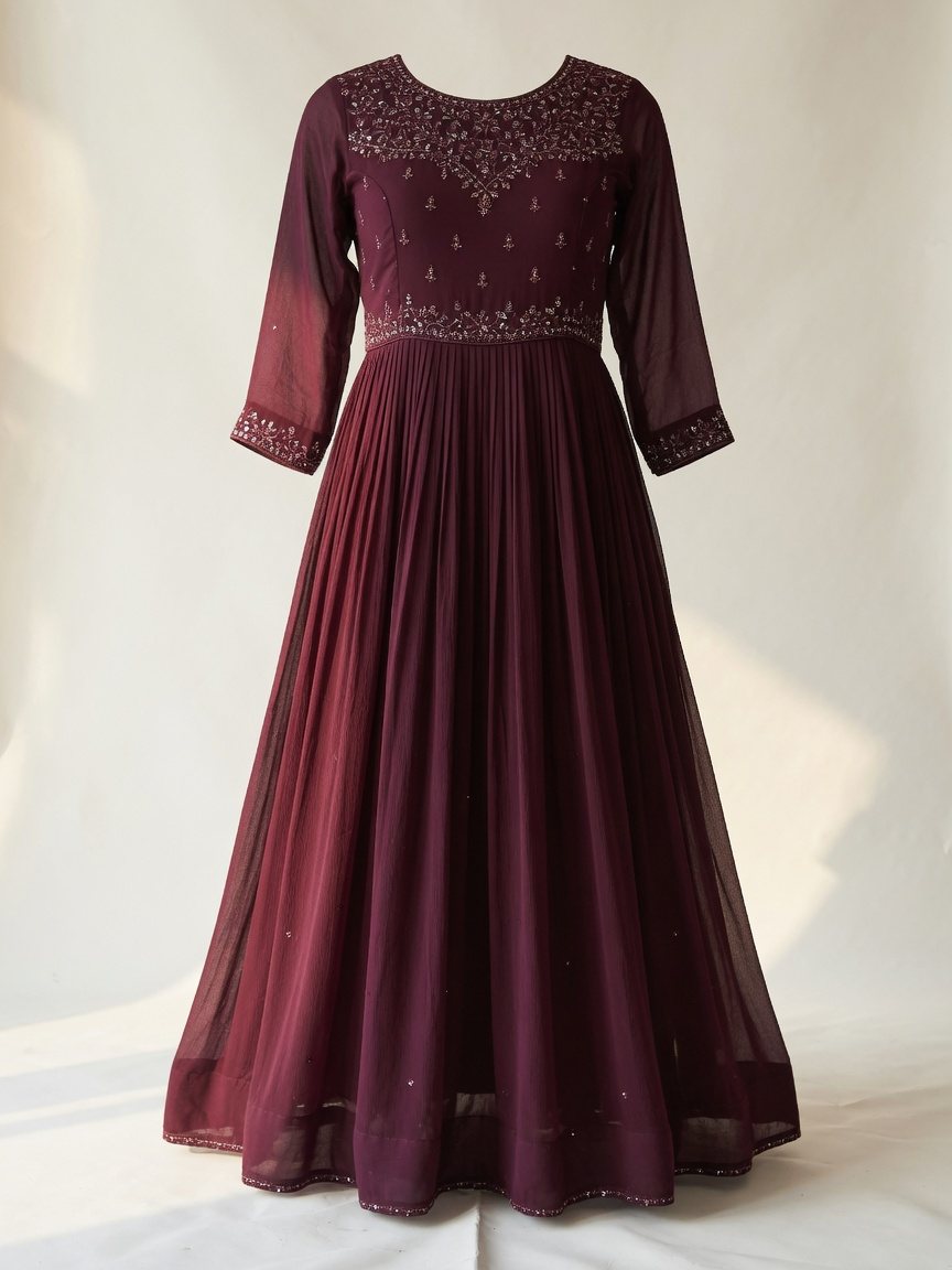 Anarkali Kurti — Wine