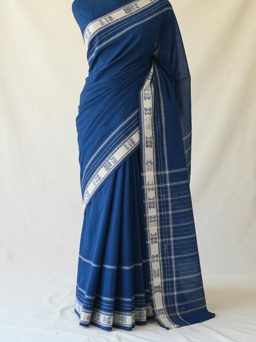 Cotton Tant Saree — Indigo