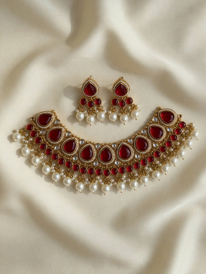 Kundan Choker — Red