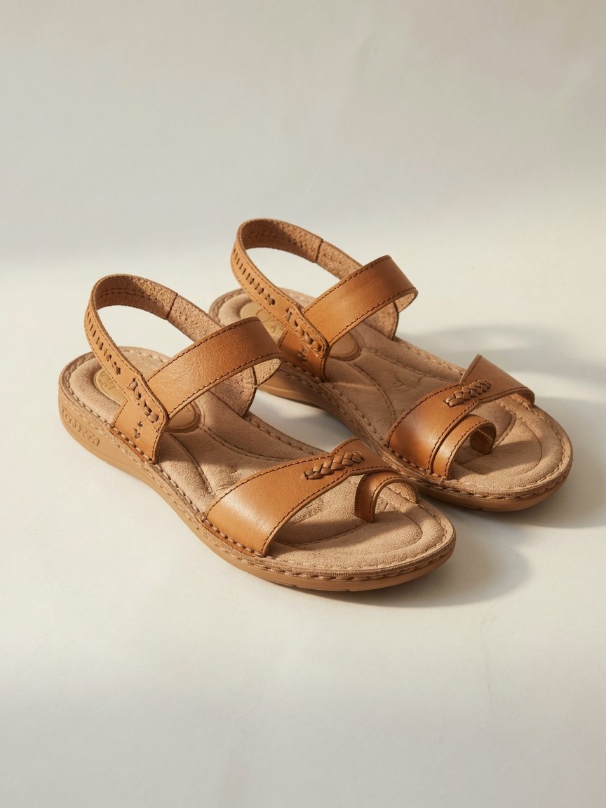 Leather Sandals — Tan